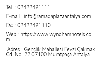 Ramada Plaza Antalya iletiim bilgileri
